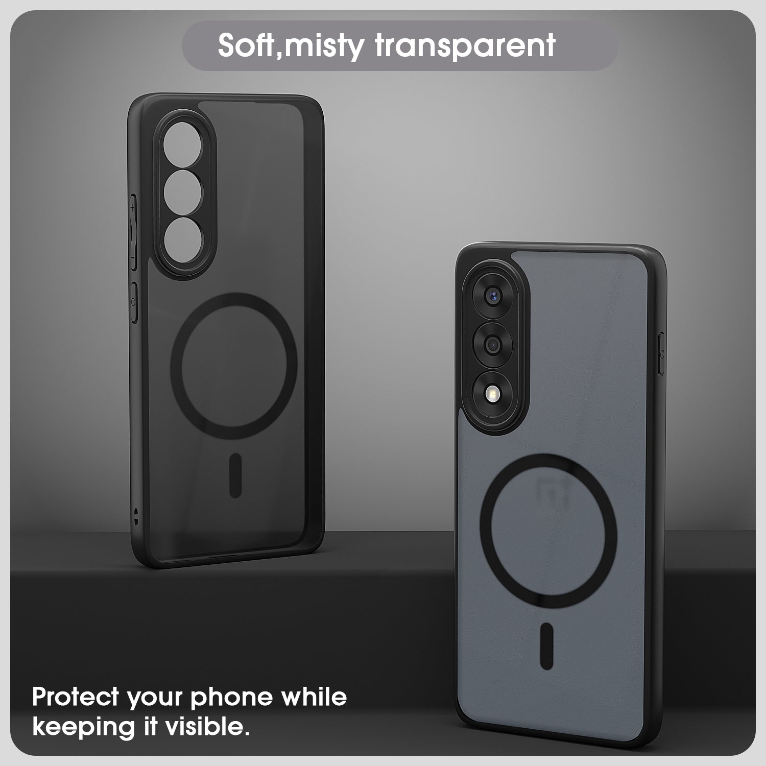 Pikkme Oneplus Nord 5 5G Eagle 2 Mag-Safe Smoke Shockproof Hard Transparent Back Cover (Black)