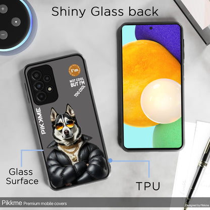 Pikkme Back Cover Pc Tpu + Printed Cool Funky Stylish Grey Dog Swag Raised Edges Camera Protection |Bumper Case For Samsung Galaxy A52S 5G (Design 02)