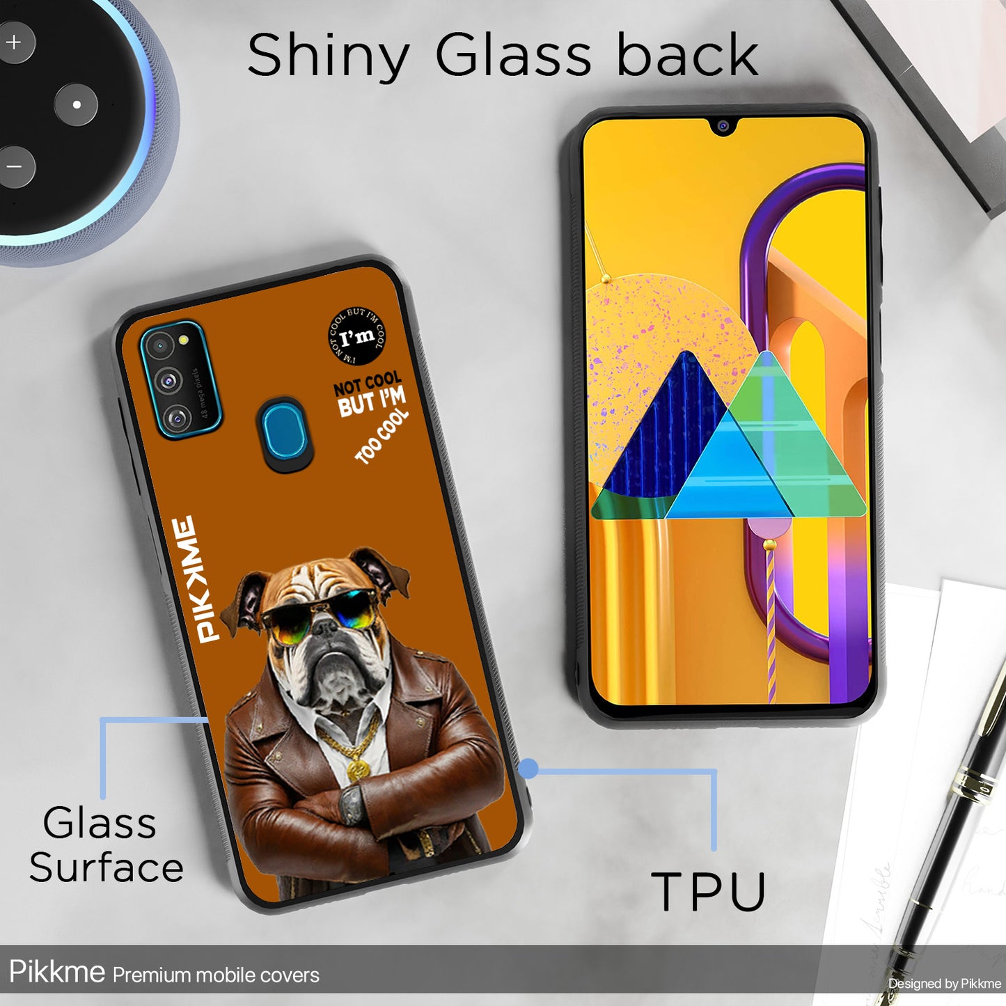 Pikkme Back Cover Pc Tpu + Printed Cool Funky Stylish Brown Dog Swag Raised Edges Camera Protection |Bumper Case For Samsung Galaxy M30s (Design 10)