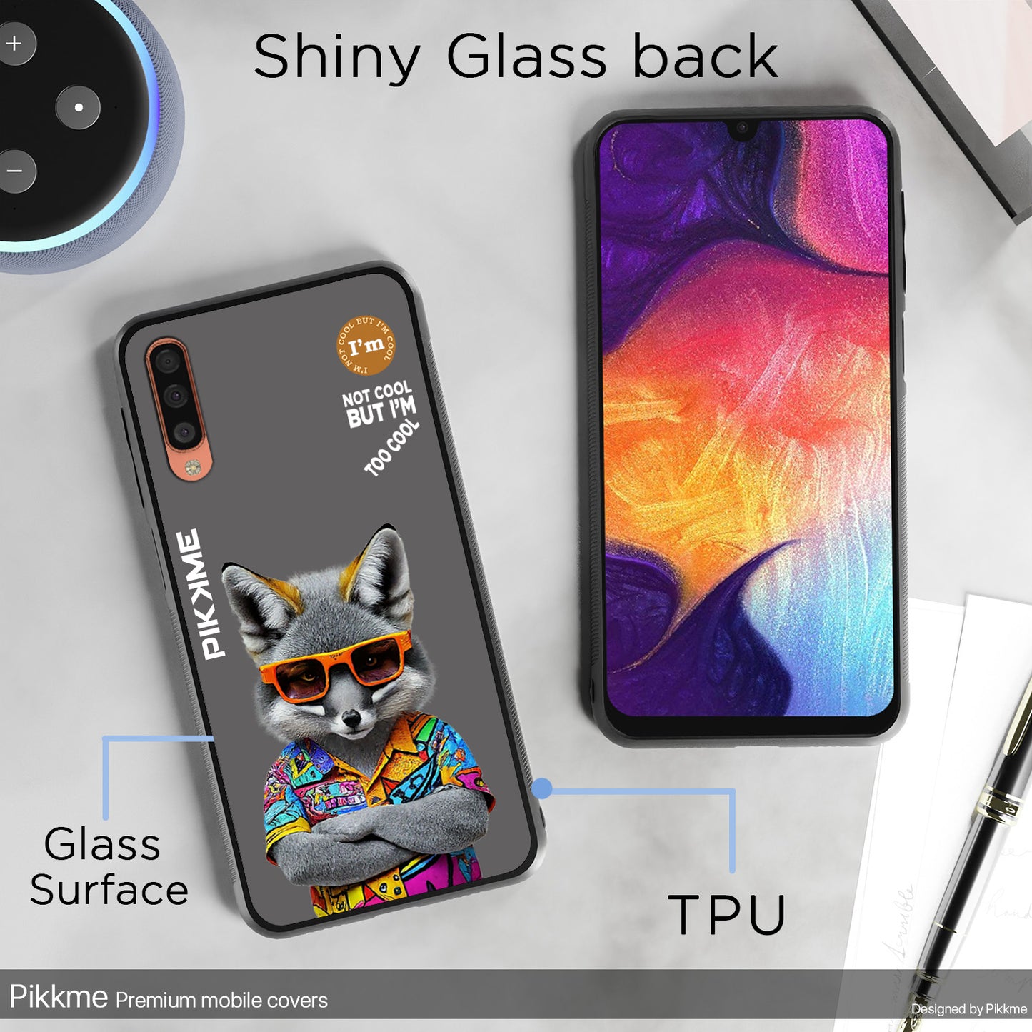 Pikkme Back Cover Pc Tpu + Printed Cool Funky Stylish Grey Wolf Swag Raised Edges Camera Protection |Bumper Case For Samsung Galaxy A50 (Design 01)