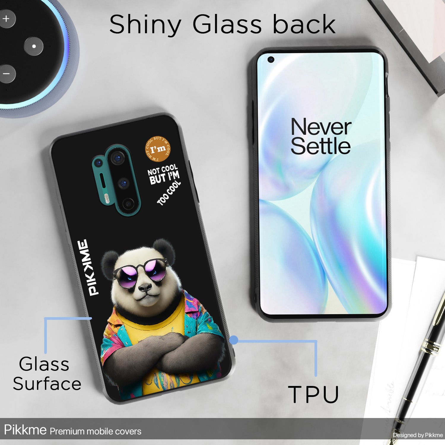 Pikkme Back Cover Pc Tpu + Printed Cool Funky Stylish Black Panda Swag Raised Edges Camera Protection |Bumper Case For OnePlus 8 Pro (Design 05)