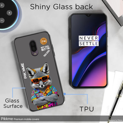 Pikkme Back Cover Pc Tpu + Printed Cool Funky Stylish Grey Wolf Swag Raised Edges Camera Protection |Bumper Case For OnePlus 6T (Design 01)