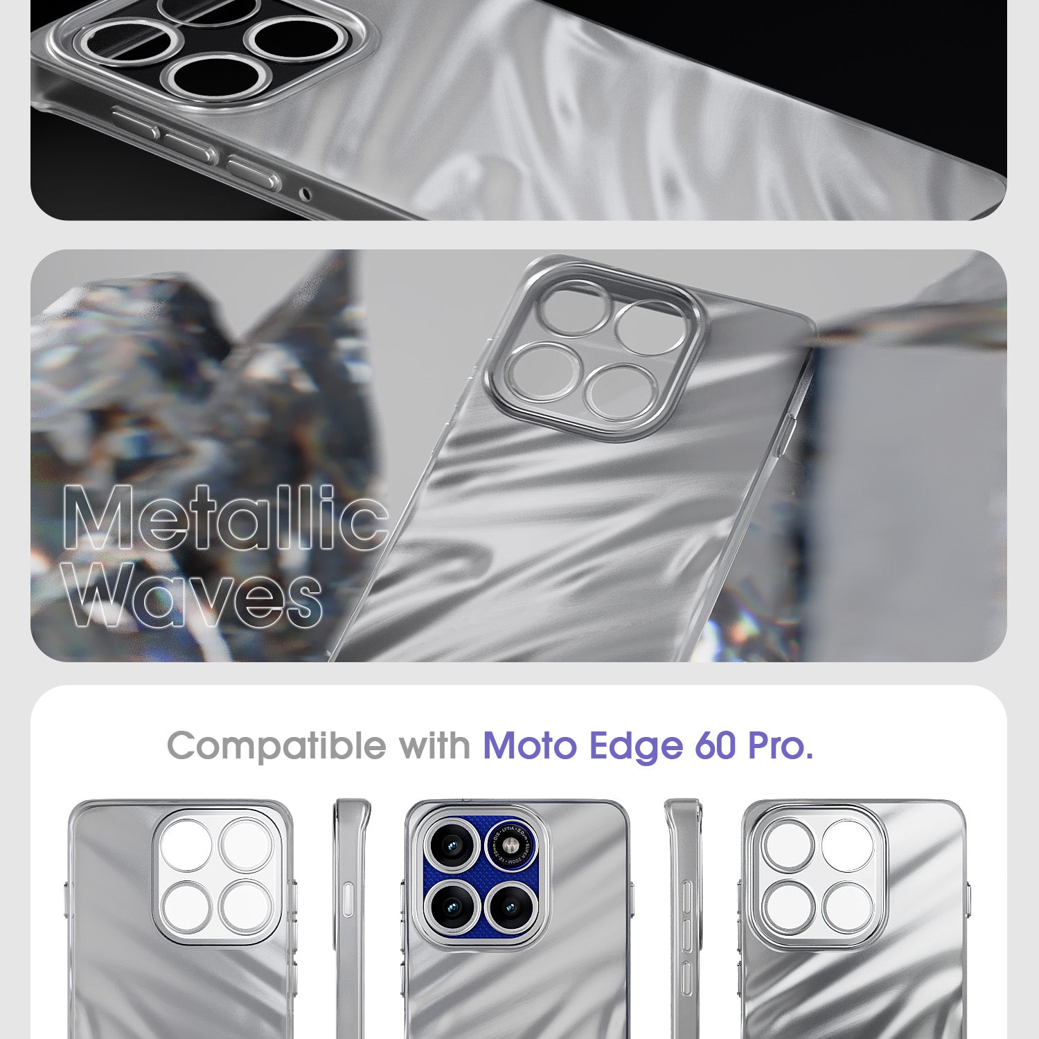 Pikkme Motorola Moto Edge 60 Pro 5G Swirl Design Silver Forest Back Cover  (Silver)