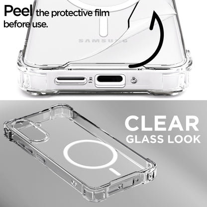 Pikkme Samsung Galaxy A56 5G Mag-Safe Shockproof PC + TPU Back Cover (Transparent)