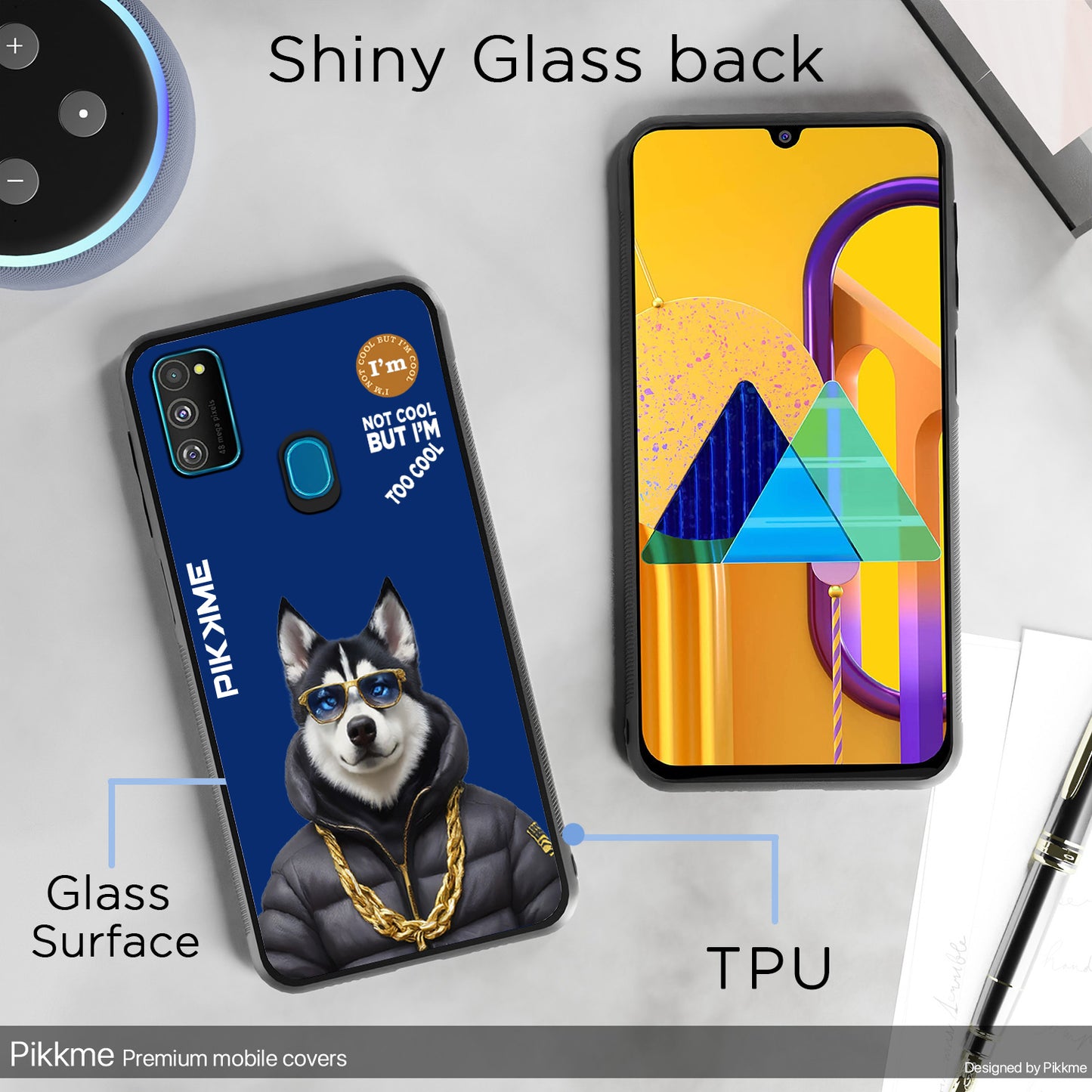 Pikkme Back Cover Pc Tpu + Printed Cool Funky Stylish Blue Dog Swag Raised Edges Camera Protection |Bumper Case For Samsung Galaxy M30s (Design 08)