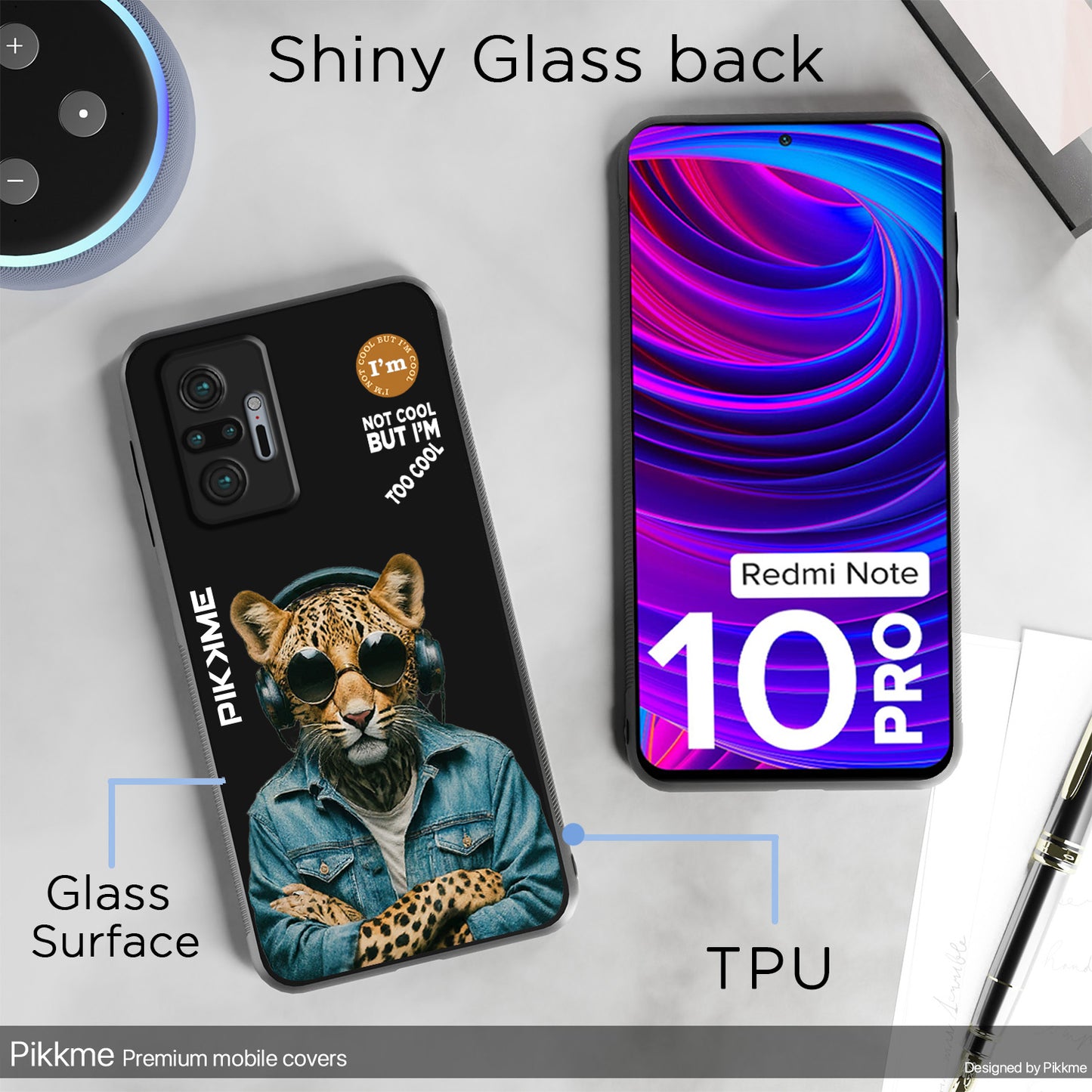 Pikkme Back Cover Pc Tpu + Printed Cool Funky Stylish Black Leopard Swag Raised Edges Camera Protection |Bumper Case For Redmi Note 10 Pro (Design 04)