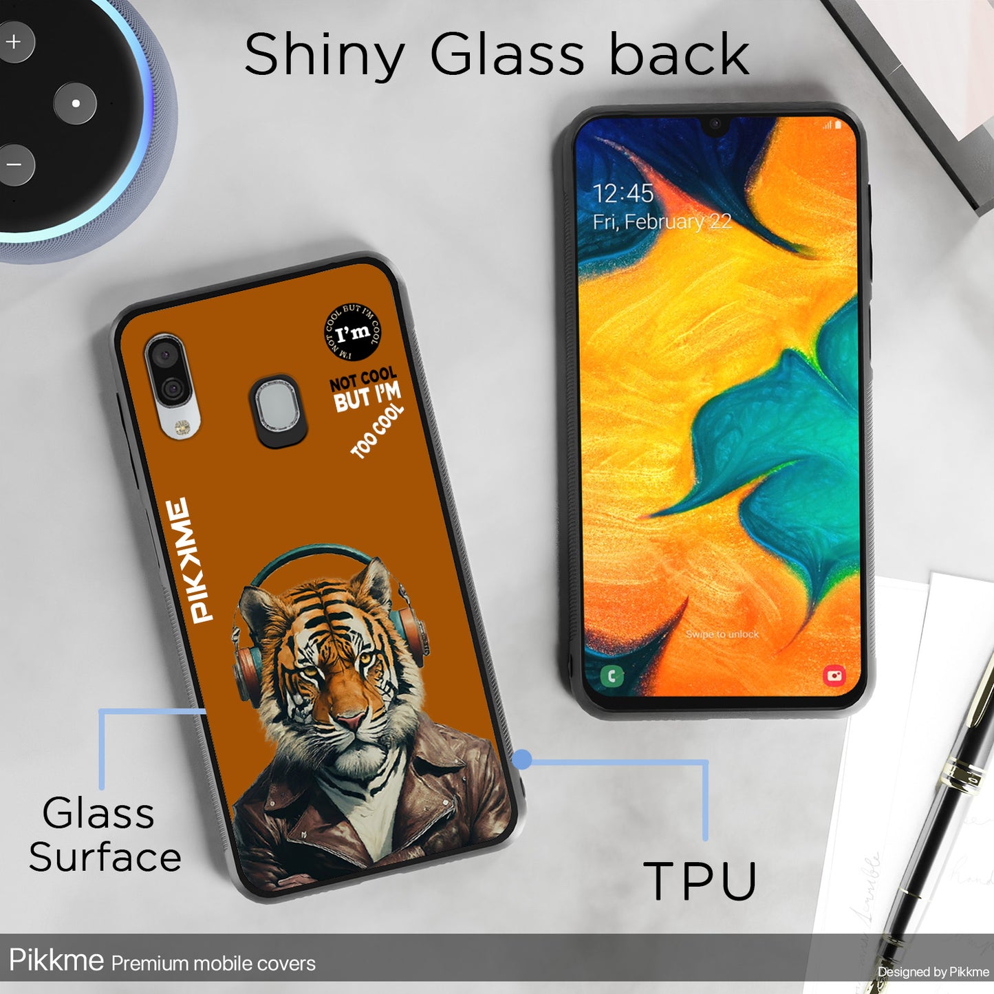 Pikkme Back Cover Pc Tpu + Printed Cool Funky Stylish Brown Tiger Swag Raised Edges Camera Protection |Bumper Case For Samsung Galaxy A30 (Design 09)