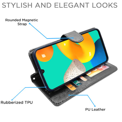 Pikkme Samsung Galaxy M32 4G / M32 Prime / F22 4G Flip Cover (Black)