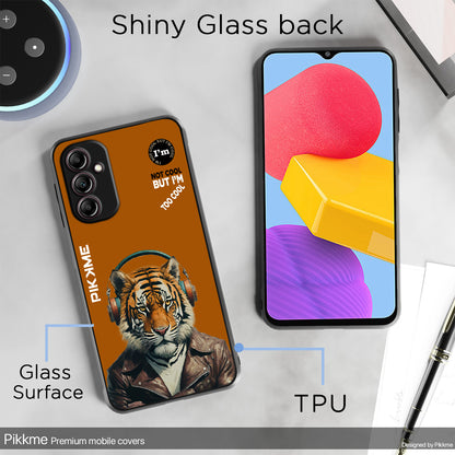 Pikkme Back Cover Pc Tpu + Printed Cool Funky Stylish Brown Tiger Swag Raised Edges Camera Protection |Bumper Case For Samsung Galaxy M14 (Design 09)