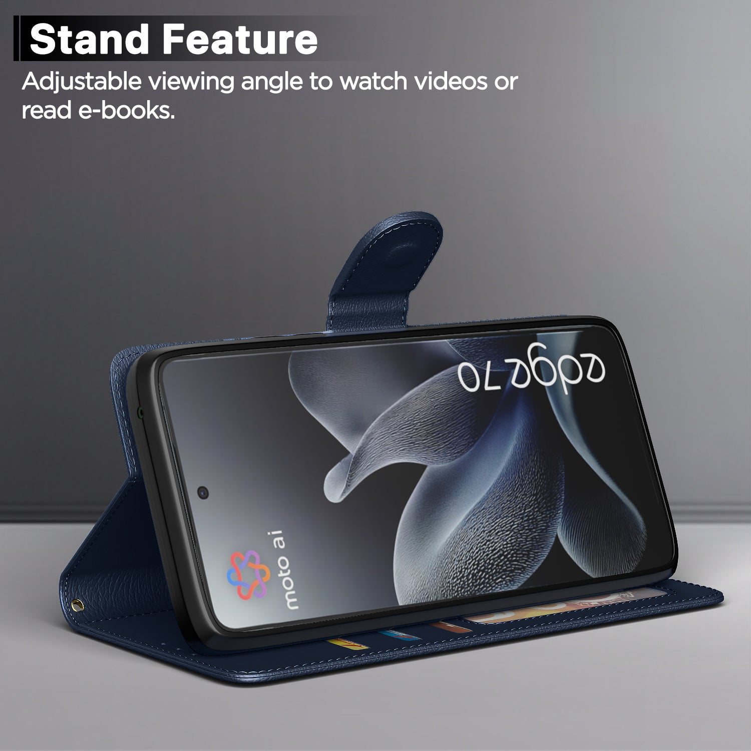 Pikkme Motorola Moto Edge 70 5G Premium Leather Finish Vintage Flip Cover (Blue)