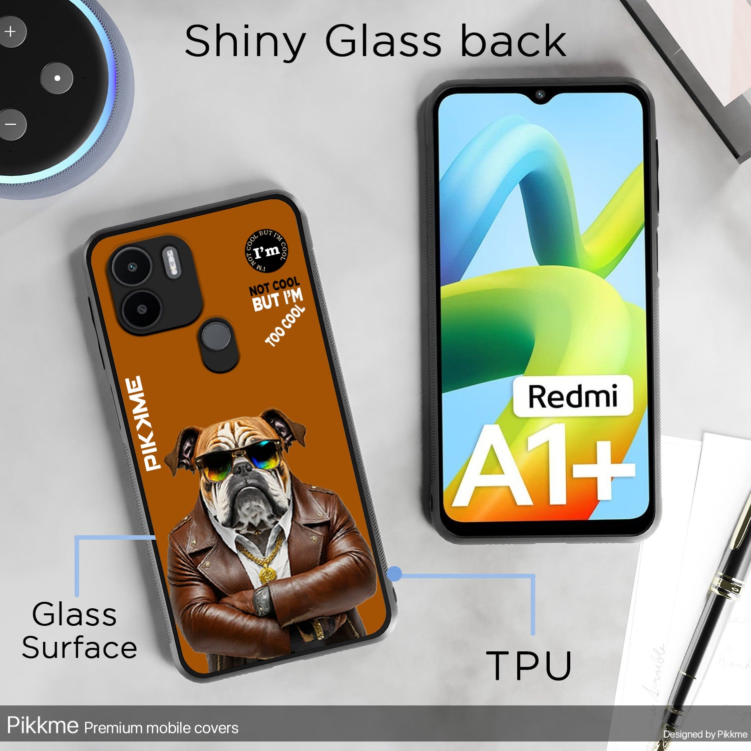 Pikkme Back Cover Pc Tpu + Printed Cool Funky Stylish Brown Dog Swag Raised Edges Camera Protection |Bumper Case For Redmi A1 Plus (Design 10)