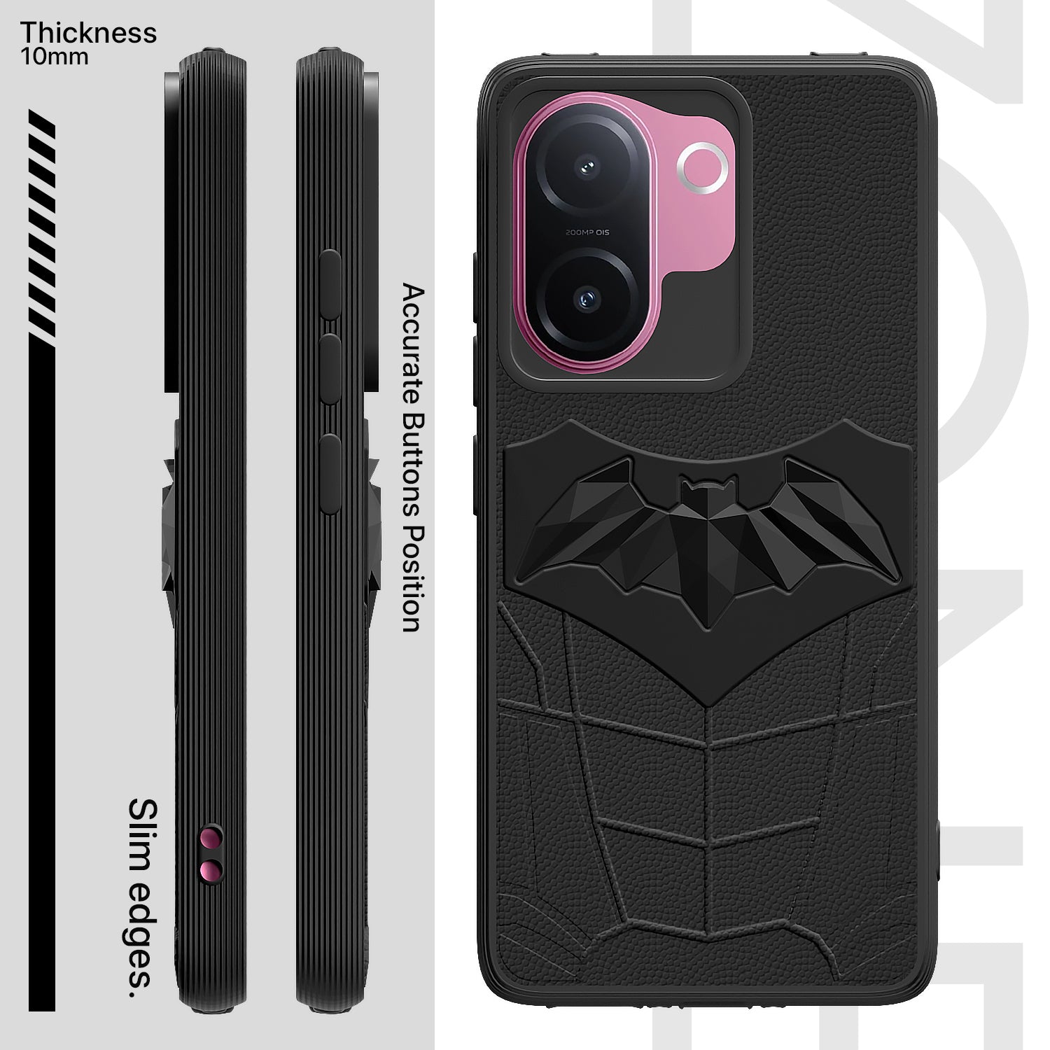 Pikkme Vivo V60e 5G Shockproof Stylish Cartoon Back Cover (Black)