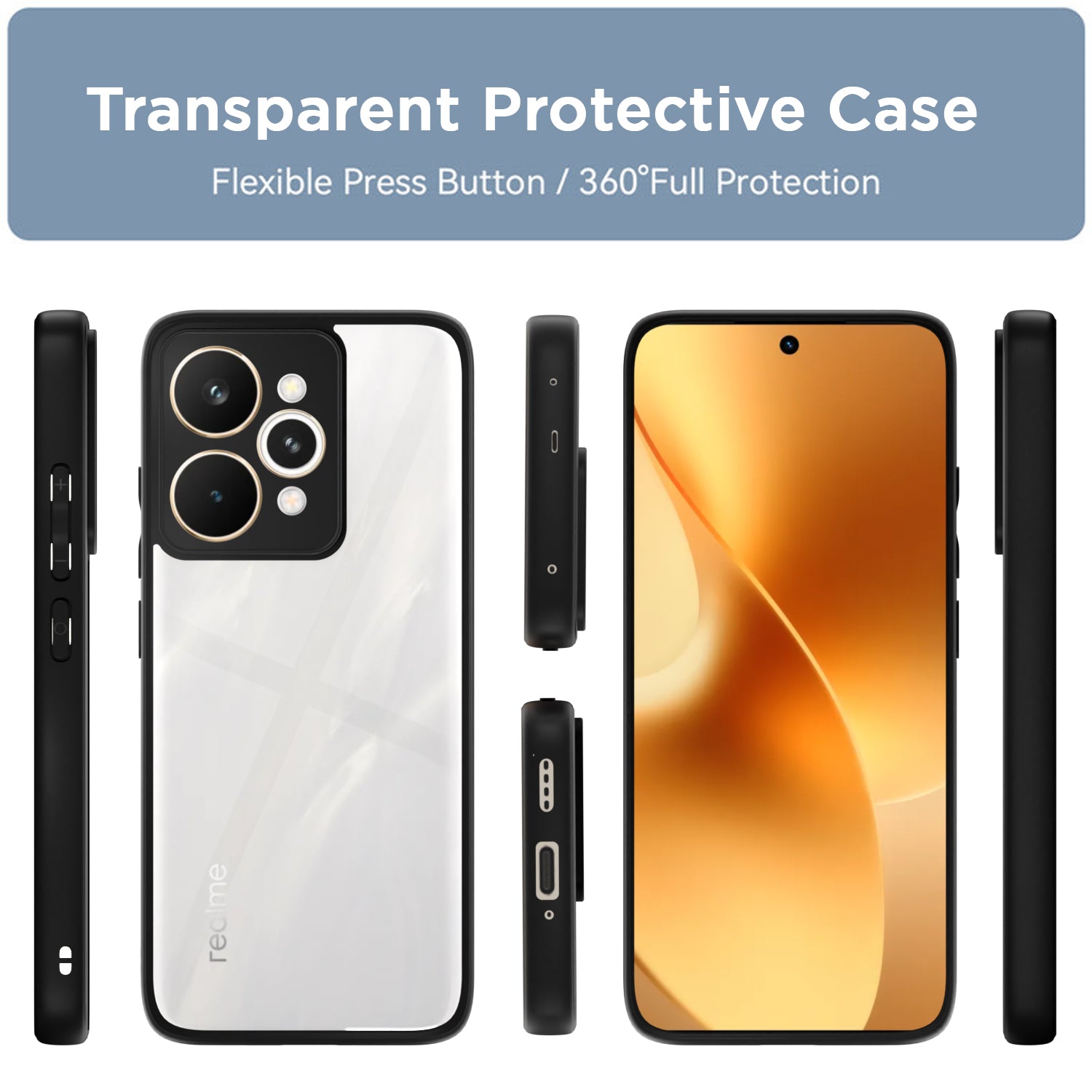 Pikkme Realme 15 pro 5G Eagle 2 Shockproof Crystal Clear Sleek Hybrid Armor Back cover (Black)