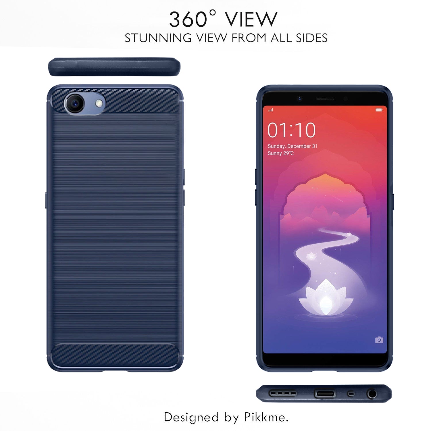 Pikkme Realme 1  Hybrid Carbon Fiber Back Cover (Blue)