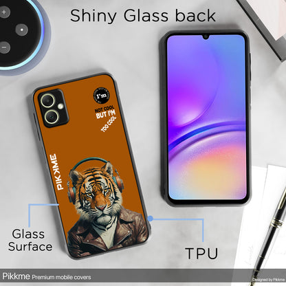 Pikkme Back Cover Pc Tpu + Printed Cool Funky Stylish Brown Tiger Swag Raised Edges Camera Protection |Bumper Case For Samsung Galaxy A05 (Design 09)