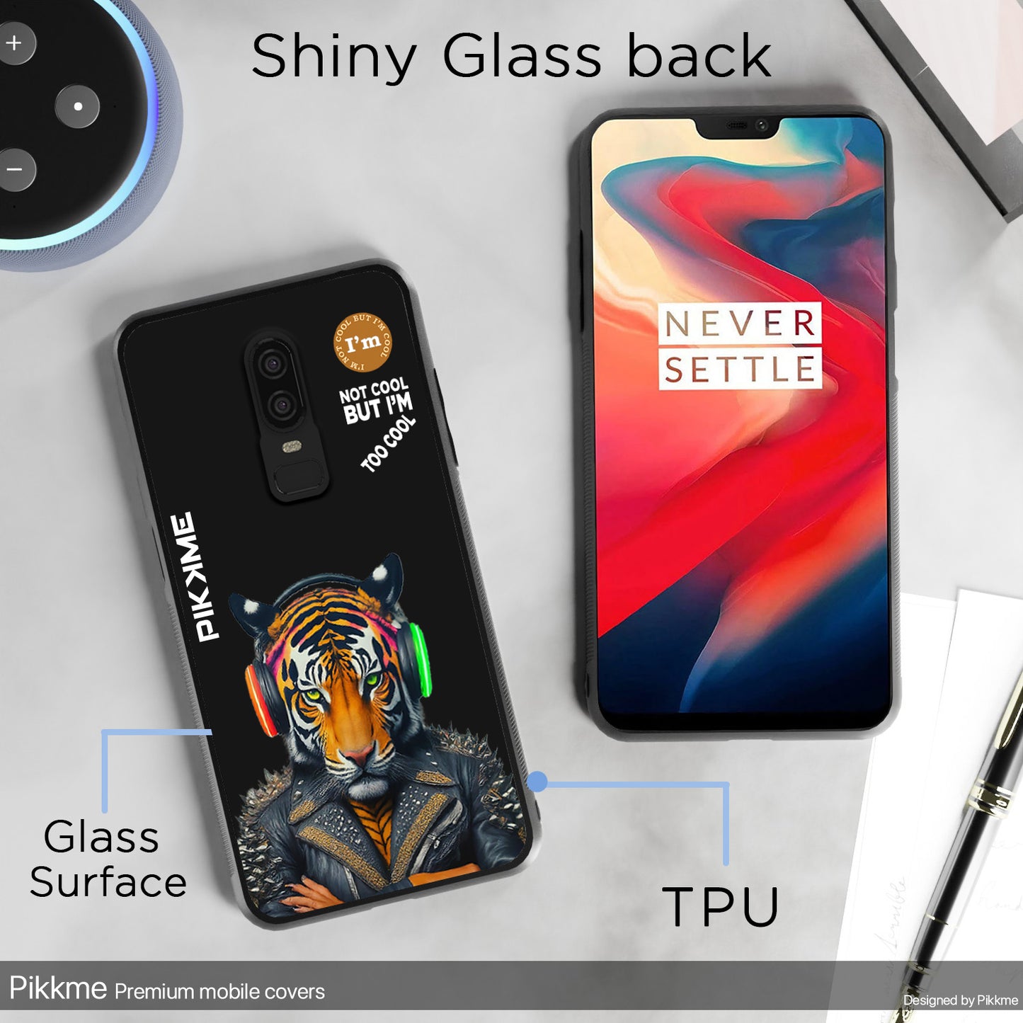 Pikkme Back Cover Pc Tpu + Printed Cool Funky Stylish Black Tiger Swag Raised Edges Camera Protection |Bumper Case For OnePlus 6 (Design 06)