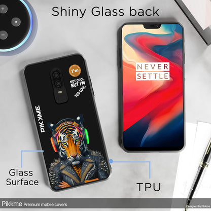 Pikkme Back Cover Pc Tpu + Printed Cool Funky Stylish Black Tiger Swag Raised Edges Camera Protection |Bumper Case For OnePlus 6 (Design 06)