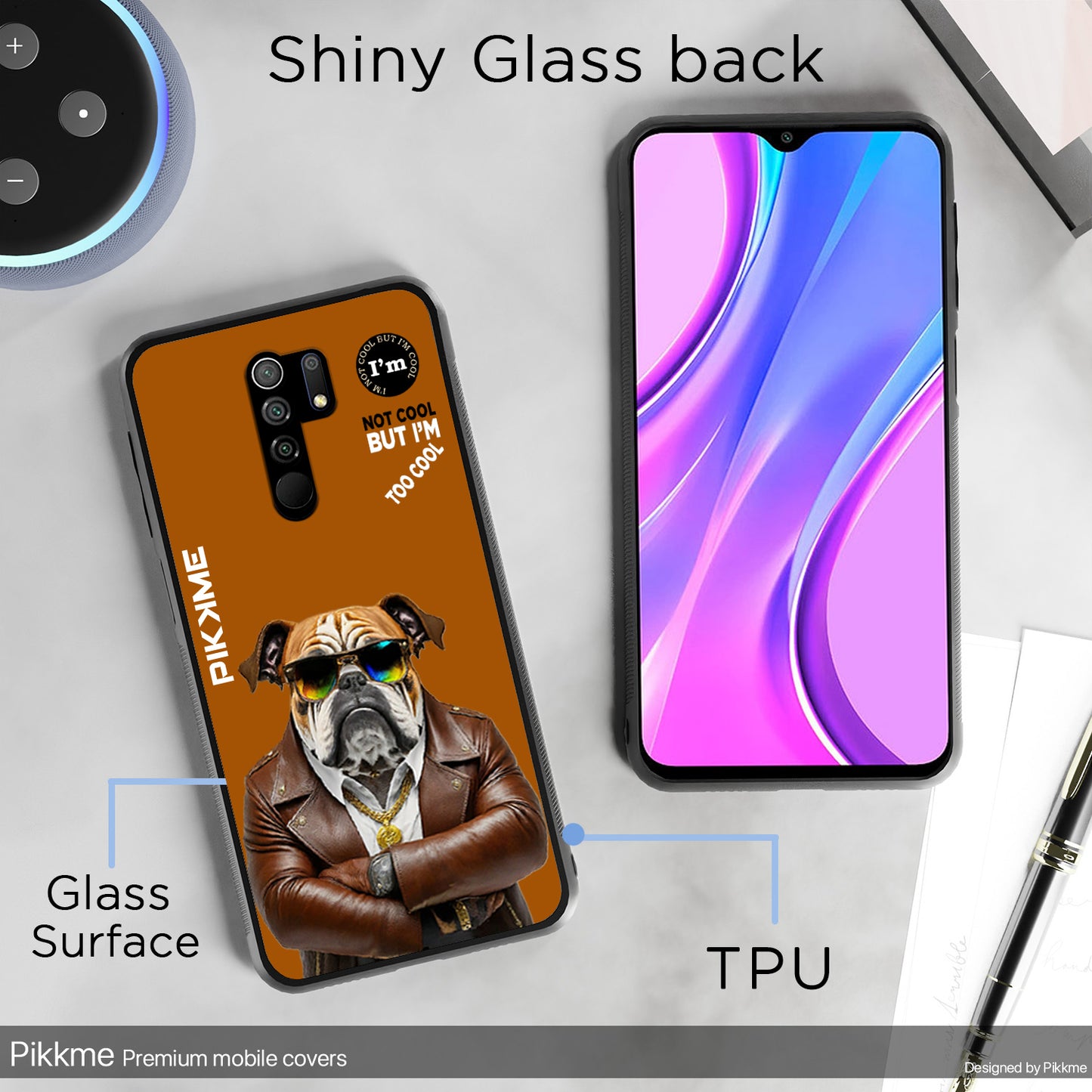 Pikkme Back Cover Pc Tpu + Printed Cool Funky Stylish Brown Dog Swag Raised Edges Camera Protection |Bumper Case For Redmi 9 Prime (Design 10)