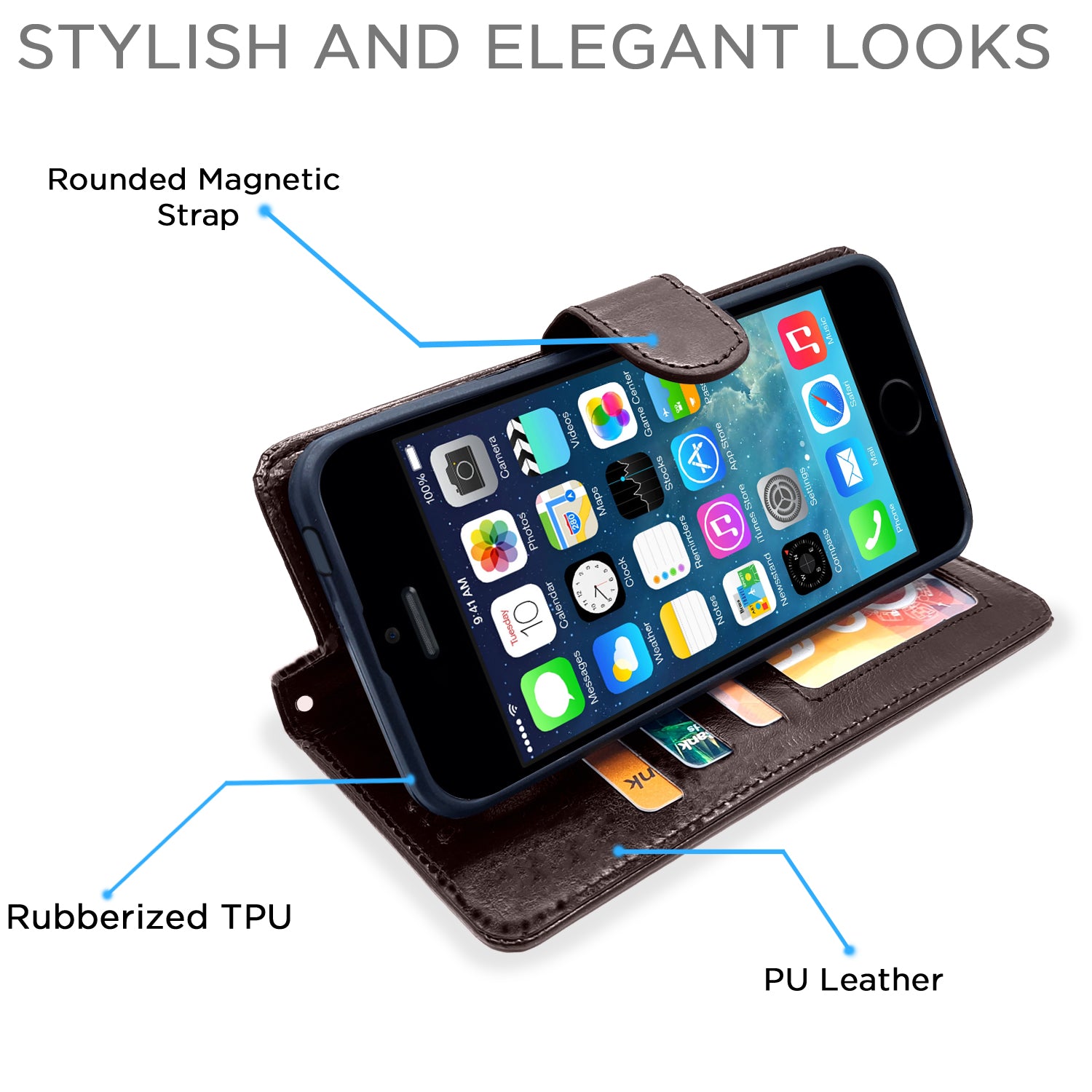 Pikkme iPhone 5 / 5s / Se Vintage Flip Cover (Coffee)