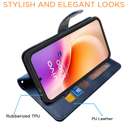Pikkme Vivo X300 5G Dual-Tone PU Leather Finish Magnetic Flip Cover (Blue)