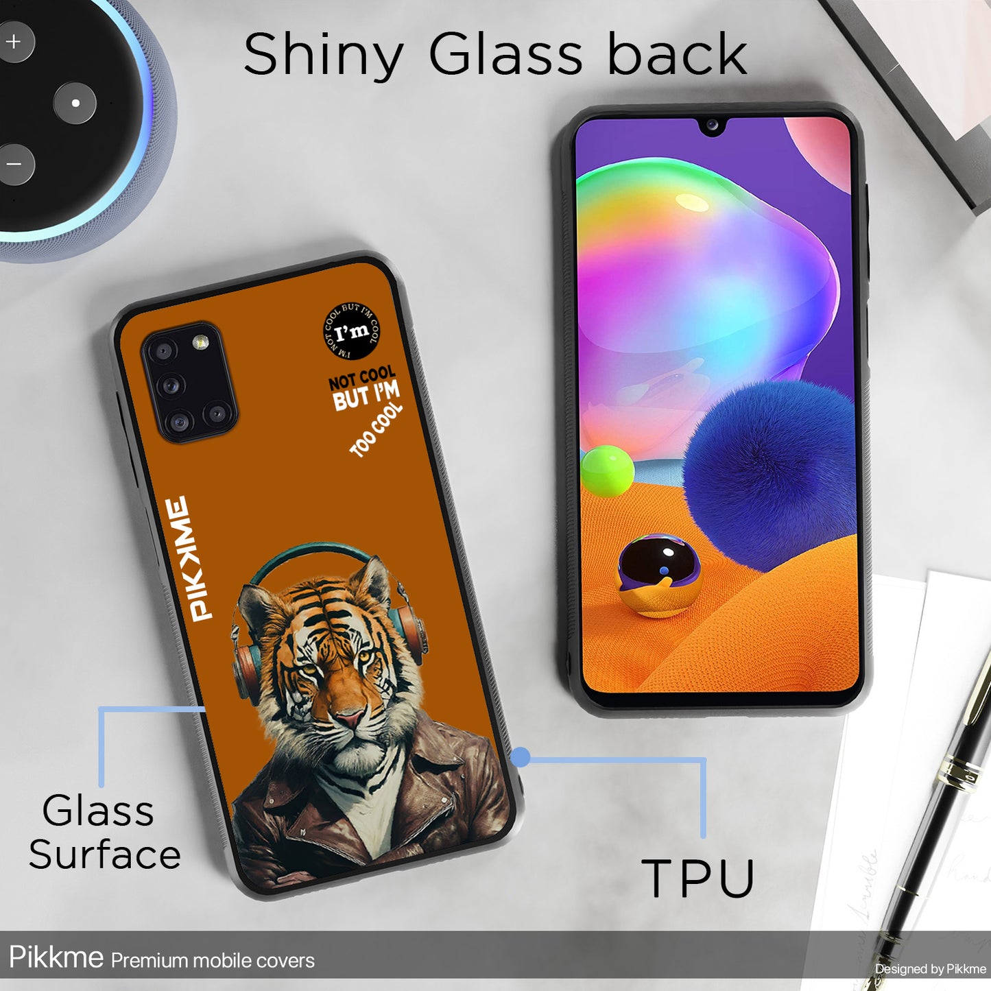 Pikkme Back Cover Pc Tpu + Printed Cool Funky Stylish Brown Tiger Swag Raised Edges Camera Protection |Bumper Case For Samsung Galaxy A31 (Design 09)