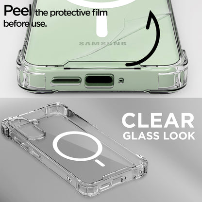 Pikkme Samsung Galaxy M56 5G Mag-Safe Shockproof PC + TPU Back Cover (Transparent)