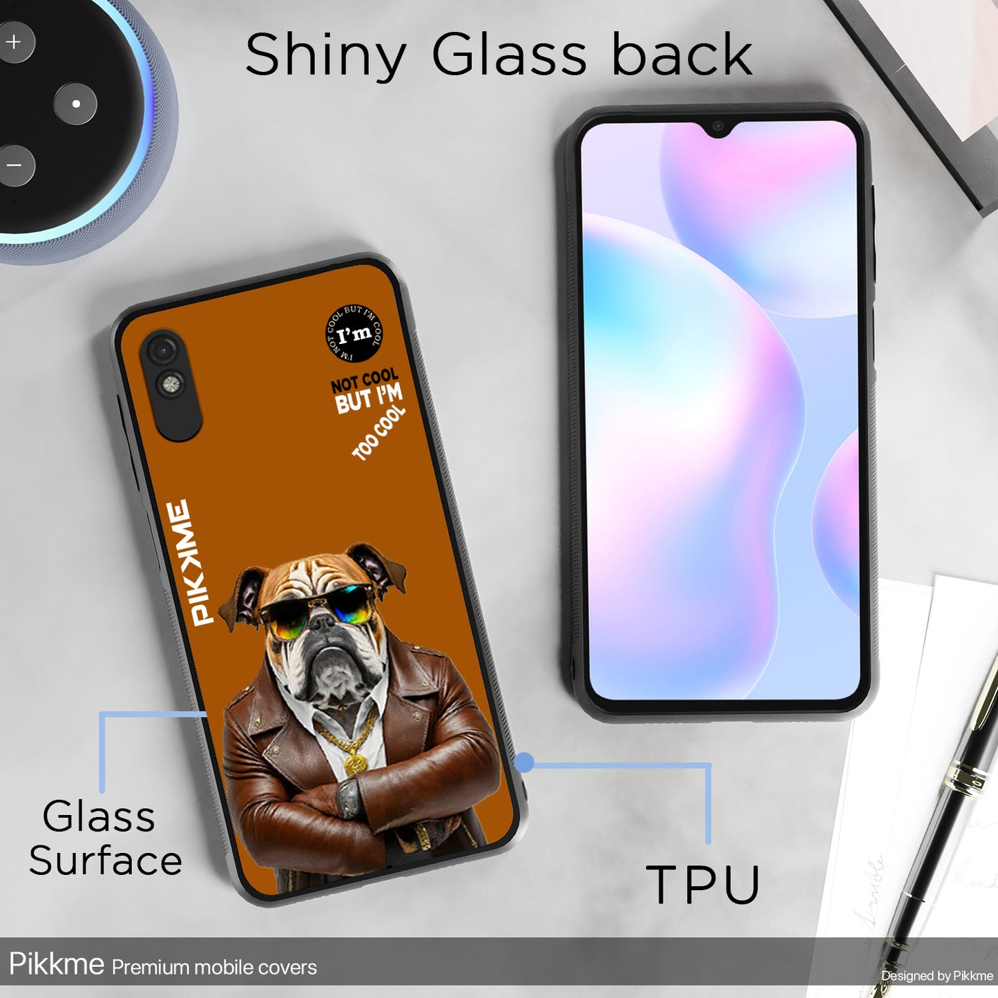 Pikkme Back Cover Pc Tpu + Printed Cool Funky Stylish Brown Dog Swag Raised Edges Camera Protection |Bumper Case For Redmi 9A (Design 10)