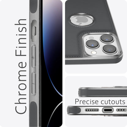 Pikkme iPhone 14 Pro Silver Electroplated Chrome Leather Back Cover (Gray)