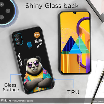 Pikkme Back Cover Pc Tpu + Printed Cool Funky Stylish Black Panda Swag Raised Edges Camera Protection |Bumper Case For Samsung Galaxy M30s (Design 05)