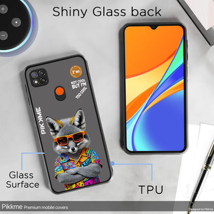 Pikkme Back Cover Pc Tpu + Printed Cool Funky Stylish Grey Wolf Swag Raised Edges Camera Protection |Bumper Case For Redmi 9 (Design 01)