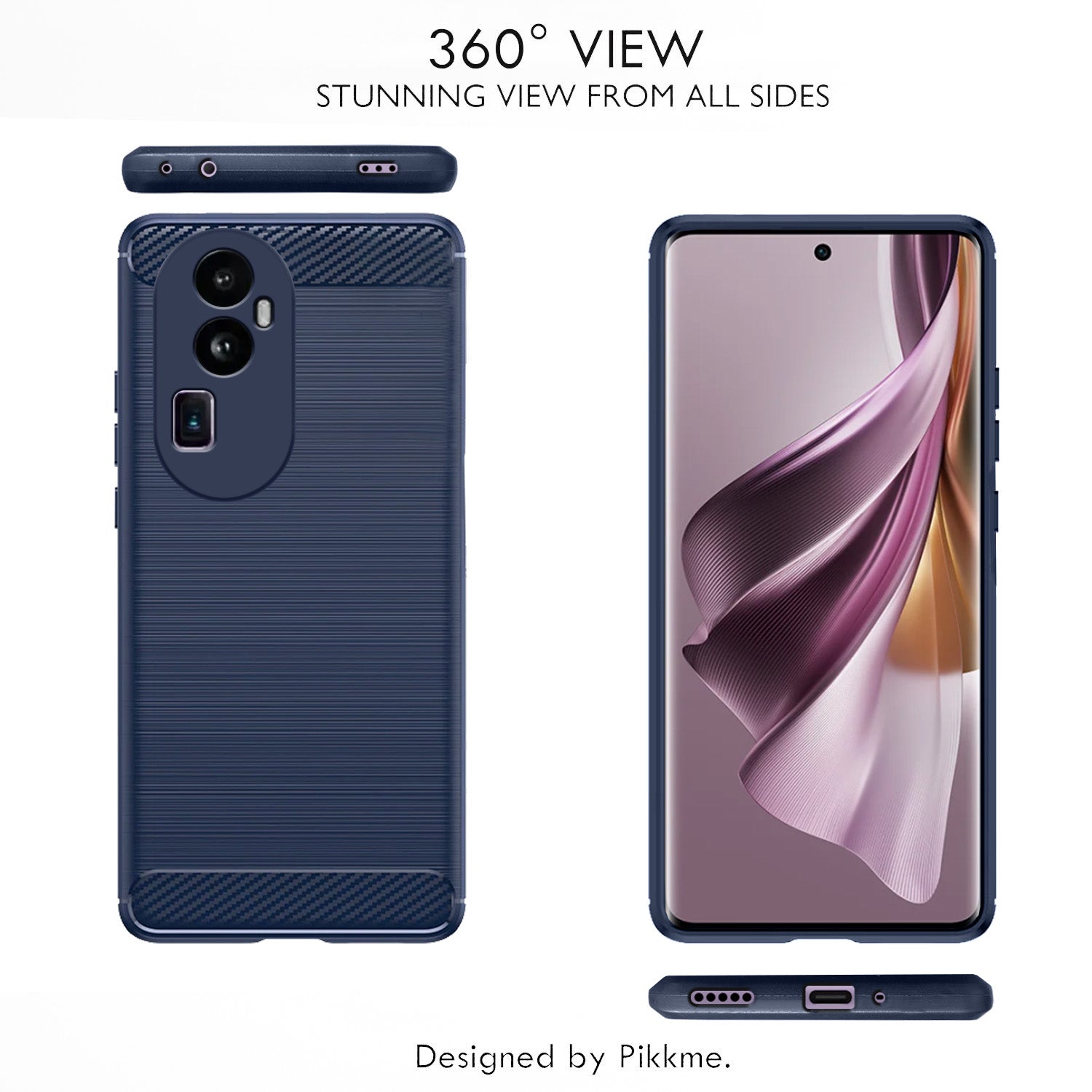 Pikkme Oppo Reno 10 Pro Plus 5G  Hybrid Carbon Fiber Back Cover (Blue)