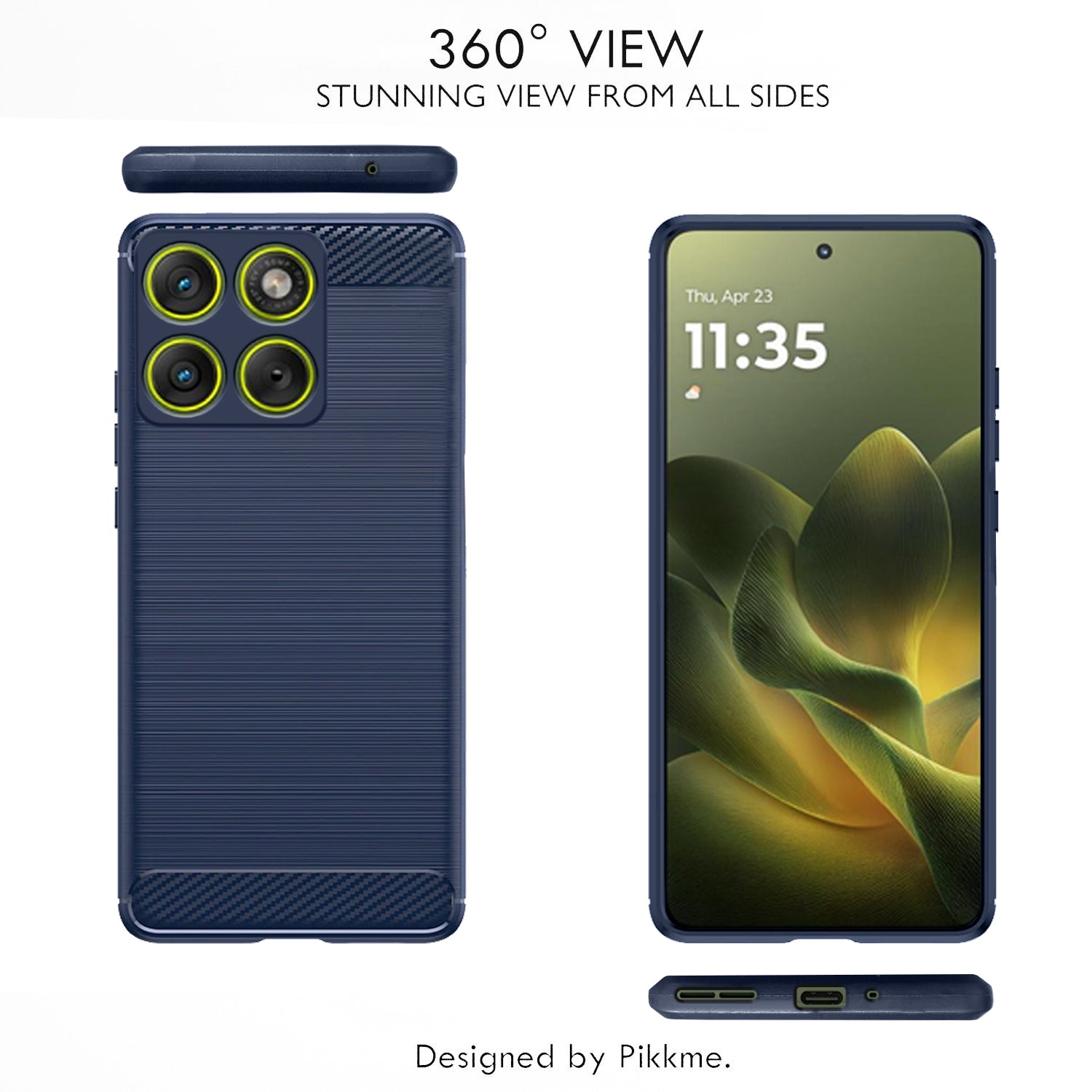 Pikkme Motorola Moto Edge 70 5G Hybrid Carbon Fiber Back Cover (Blue)