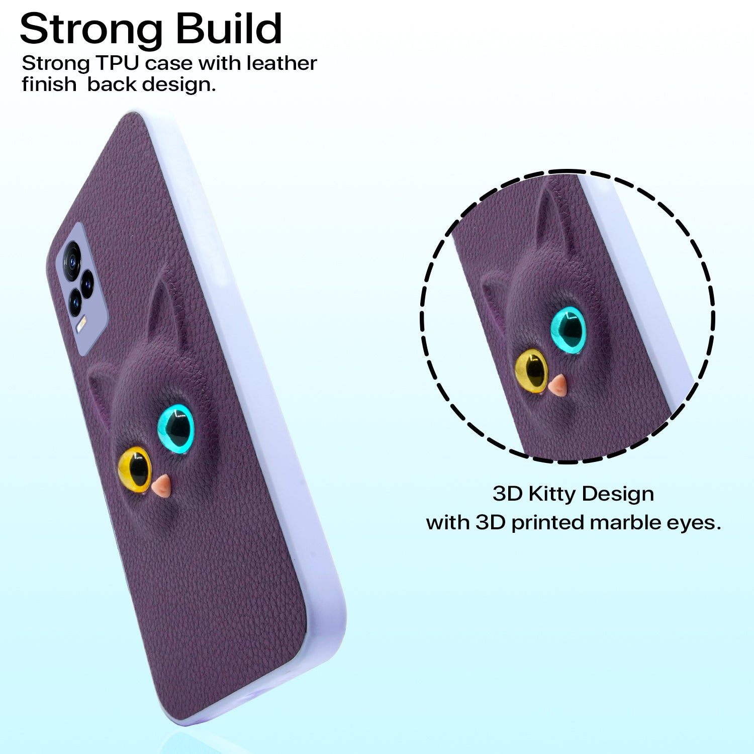 Pikkme Vivo Y73  Kitty Back Cover (Purple)
