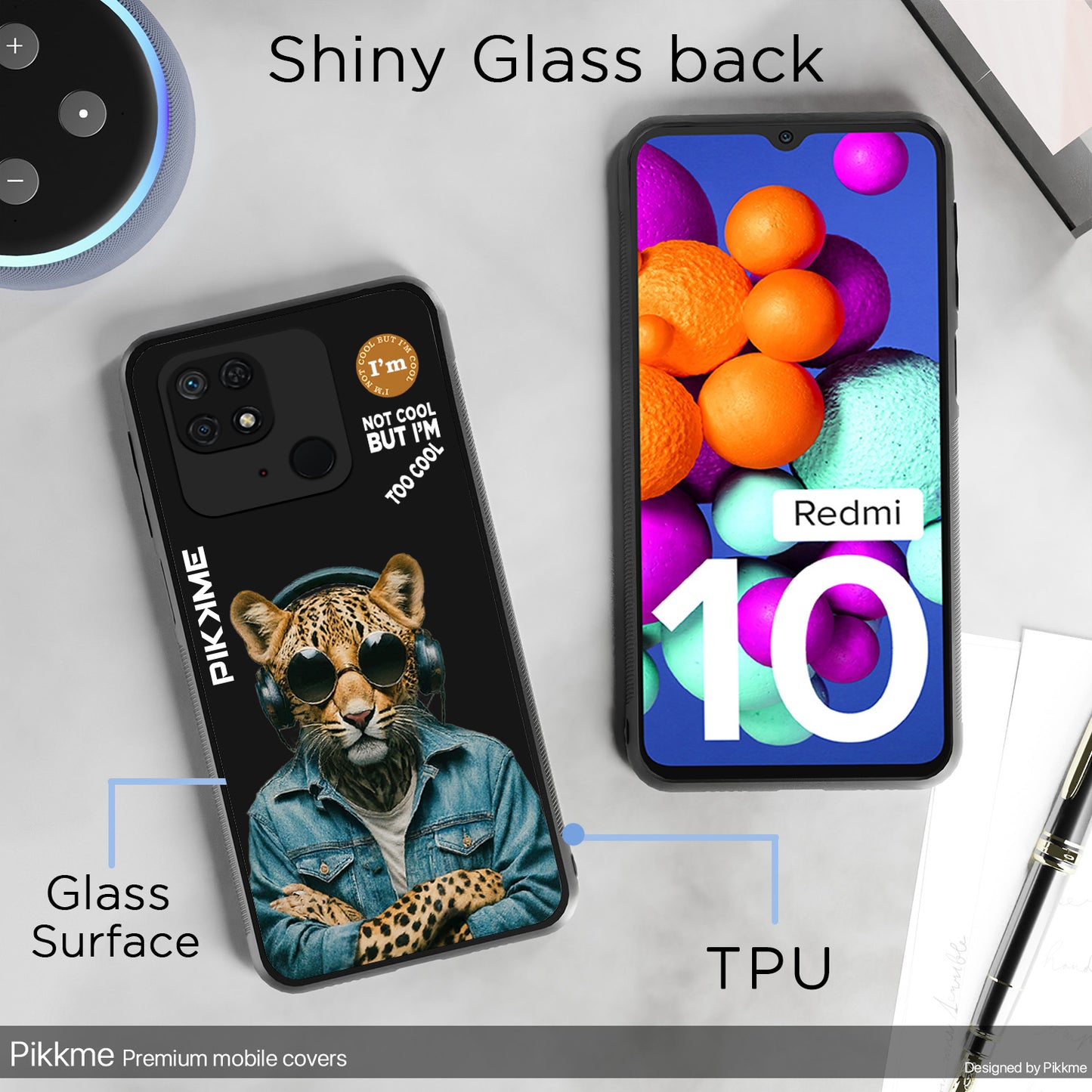 Pikkme Back Cover Pc Tpu + Printed Cool Funky Stylish Black Leopard Swag Raised Edges Camera Protection |Bumper Case For Redmi 10 (Design 04)