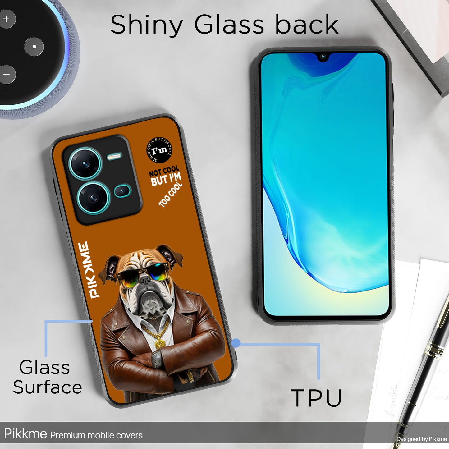 Pikkme Back Cover Pc Tpu + Printed Cool Funky Stylish Brown Dog Swag Raised Edges Camera Protection |Bumper Case For Vivo V25 5G (Design 10)