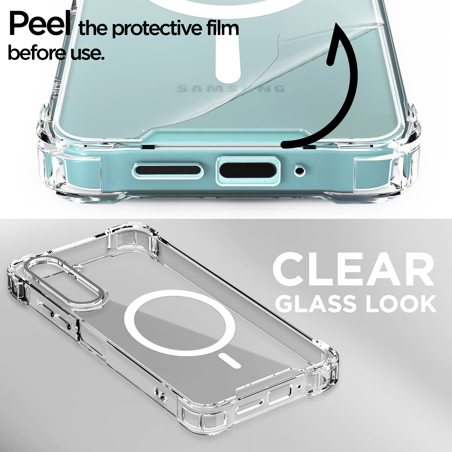 Pikkme Samsung Galaxy A16 5G Mag-Safe Shockproof PC + TPU Back Cover (Transparent)