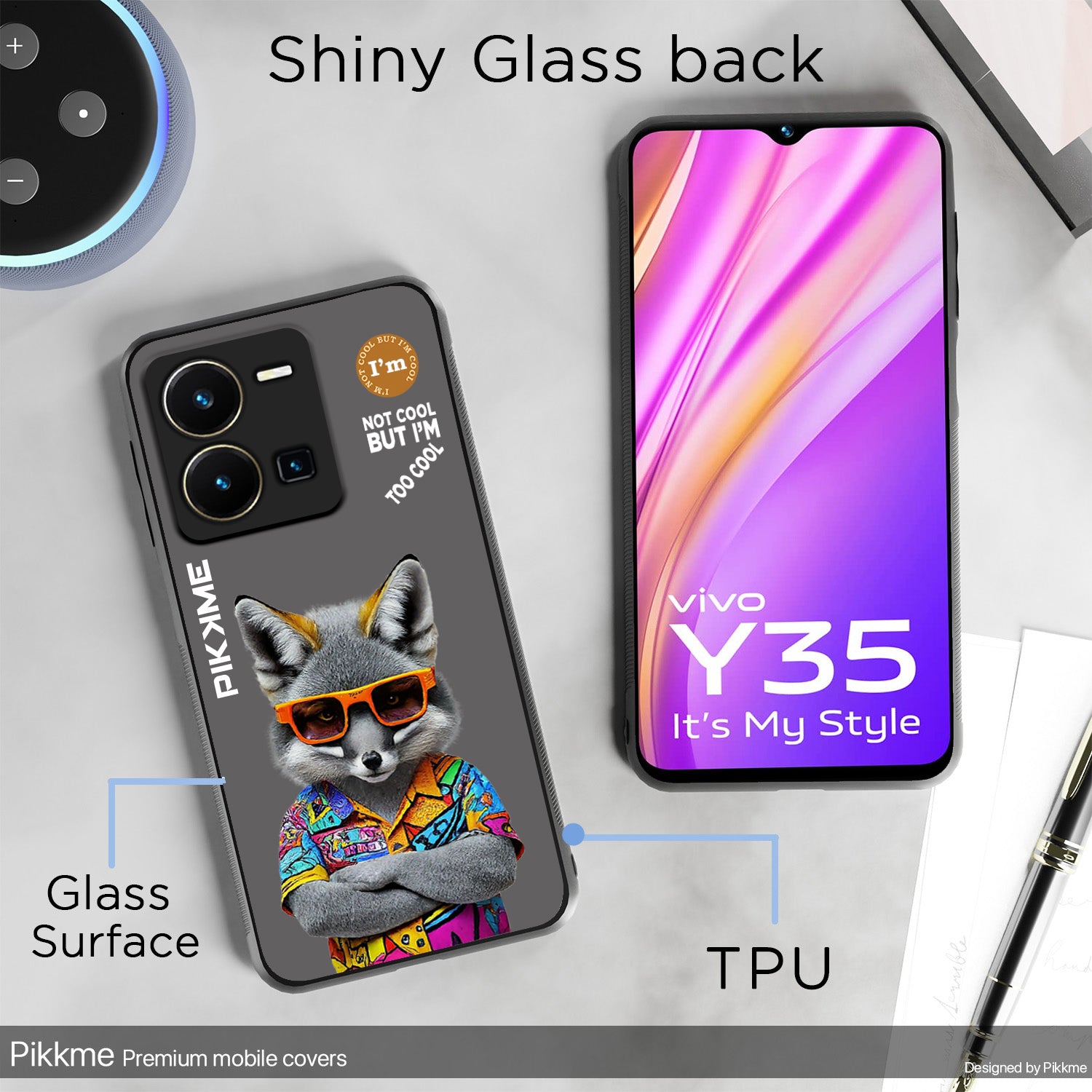 Pikkme Grey Wolf Swag Vivo Y35 Nim2 Back Cover (Design 01)