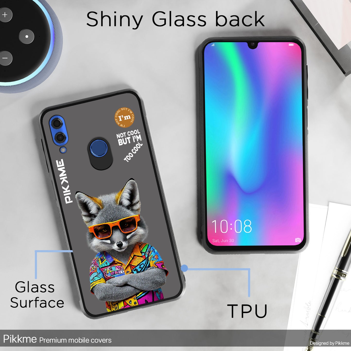 Pikkme Back Cover Pc Tpu + Printed Cool Funky Stylish Grey Wolf Swag Raised Edges Camera Protection |Bumper Case For Honor 10 Lite (Design 01)