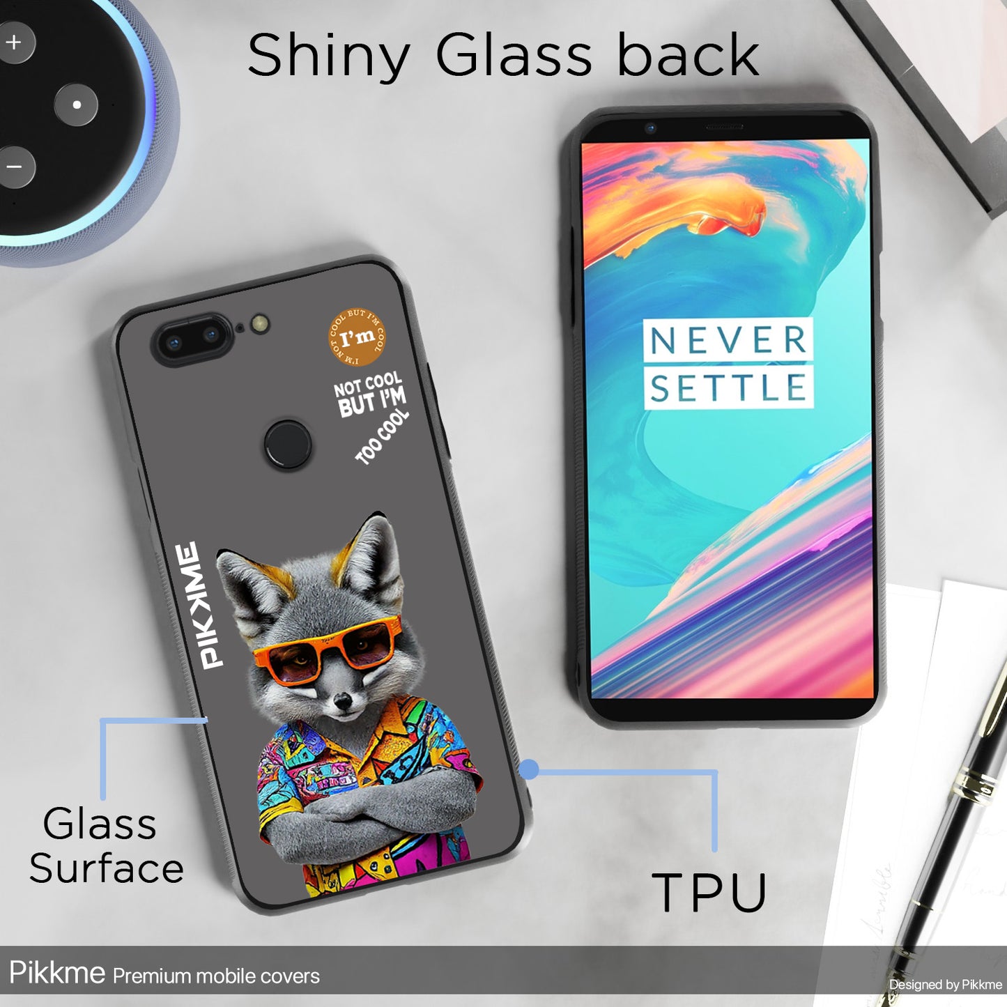 Pikkme Back Cover Pc Tpu + Printed Cool Funky Stylish Grey Wolf Swag Raised Edges Camera Protection |Bumper Case For OnePlus 5T (Design 01)