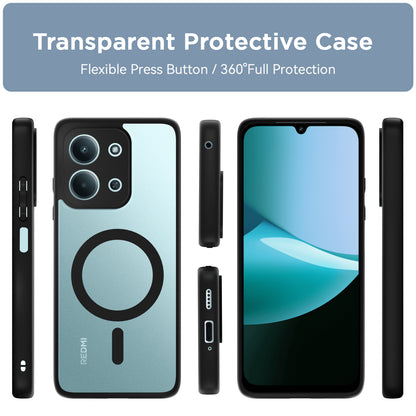 Pikkme Redmi 15c 5G Eagle 2 Mag-Safe Shockproof Hard Transparent Back Cover (Black)