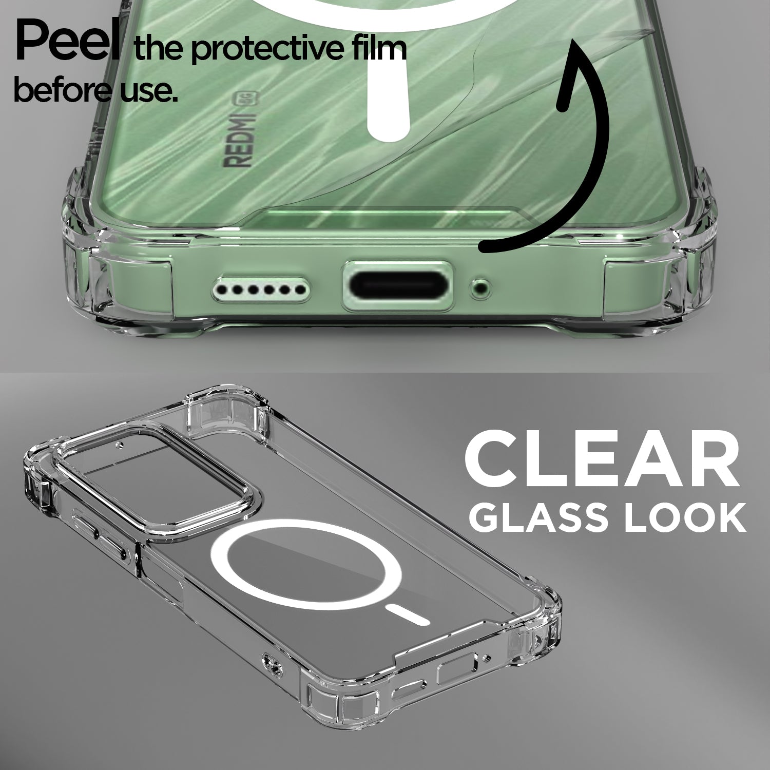 Transparent mag-safe MagSafe mobile back cover for Redmi 15 5G – Pikkme – photo 3