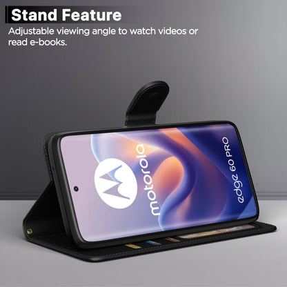 Pikkme Motorola Moto Edge 60 Pro 5G Vintage Flip Cover (Black)