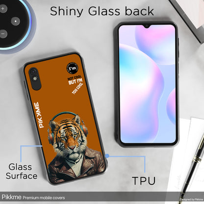 Pikkme Back Cover Pc Tpu + Printed Cool Funky Stylish Brown Tiger Swag Raised Edges Camera Protection |Bumper Case For Redmi 9A (Design 09)