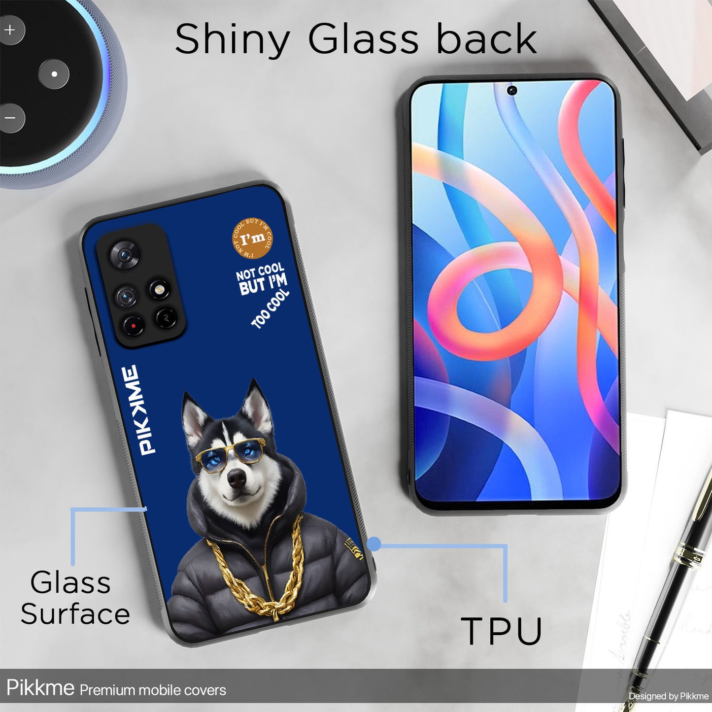 Pikkme Back Cover Pc Tpu + Printed Cool Funky Stylish Blue Dog Swag Raised Edges Camera Protection |Bumper Case For Redmi Note 11T (Design 08)