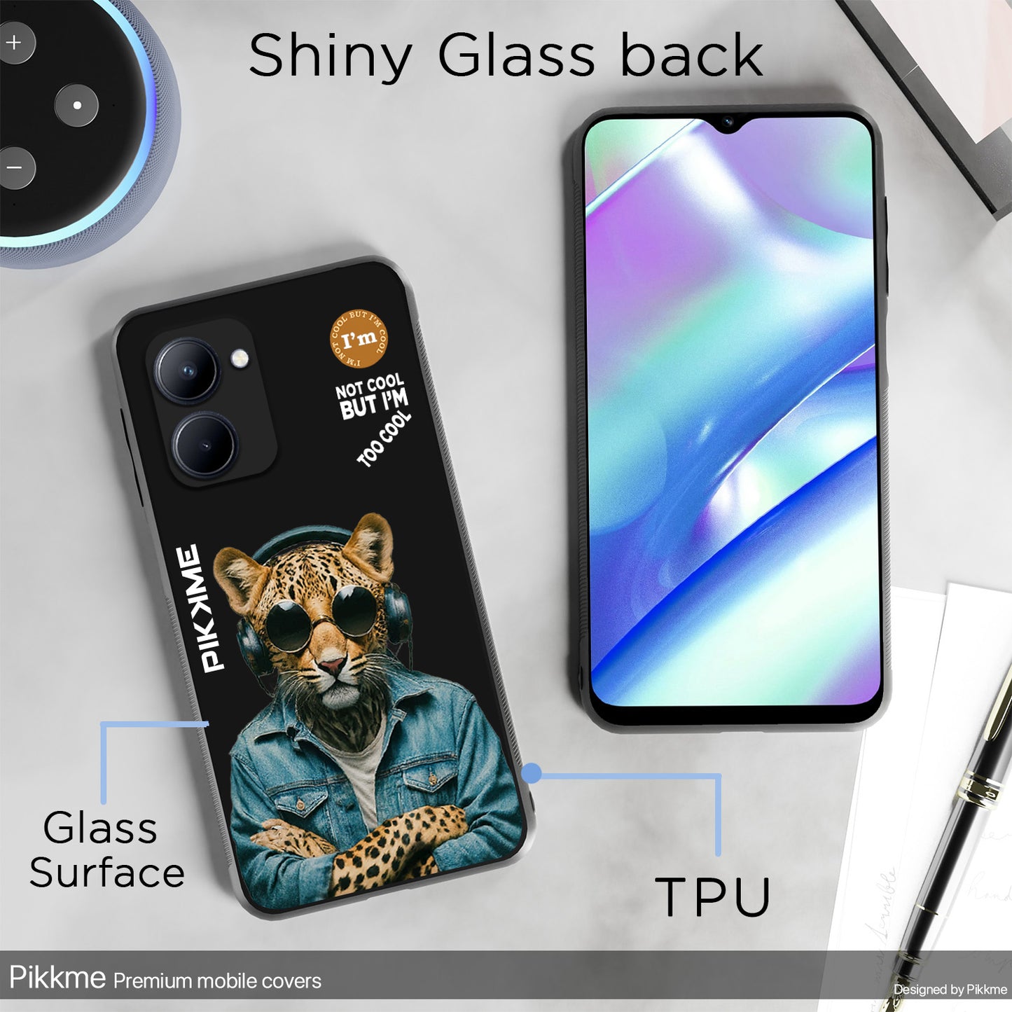 Pikkme Back Cover Pc Tpu + Printed Cool Funky Stylish Black Leopard Swag Raised Edges Camera Protection |Bumper Case For Realme C33 (Design 04)