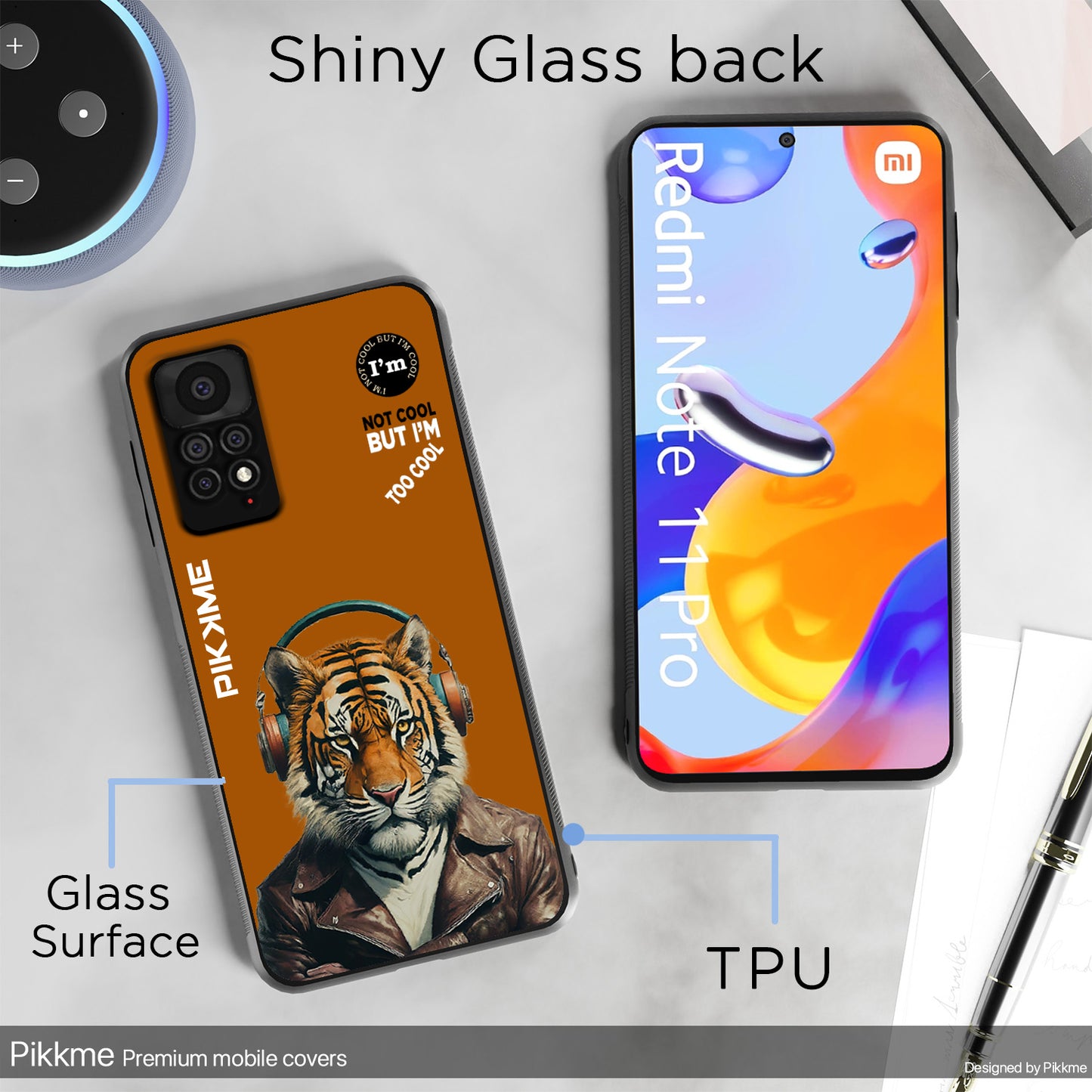 Pikkme Back Cover Pc Tpu + Printed Cool Funky Stylish Brown Tiger Swag Raised Edges Camera Protection |Bumper Case For Redmi Note 11 Pro (Design 09)