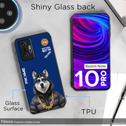 Pikkme Back Cover Pc Tpu + Printed Cool Funky Stylish Blue Dog Swag Raised Edges Camera Protection |Bumper Case For Redmi Note 10 Pro (Design 08)