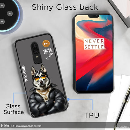 Pikkme Back Cover Pc Tpu + Printed Cool Funky Stylish Grey Dog Swag Raised Edges Camera Protection |Bumper Case For OnePlus 6 (Design 02)