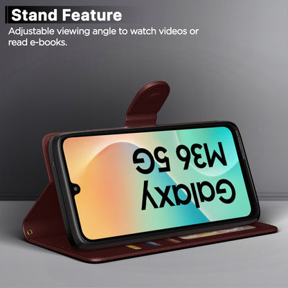 Pikkme Samsung Galaxy M36 5G Vintage Flip Cover (Brown)