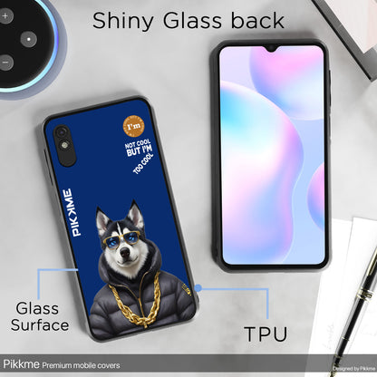 Pikkme Back Cover Pc Tpu + Printed Cool Funky Stylish Blue Dog Swag Raised Edges Camera Protection |Bumper Case For Redmi 9A (Design 08)